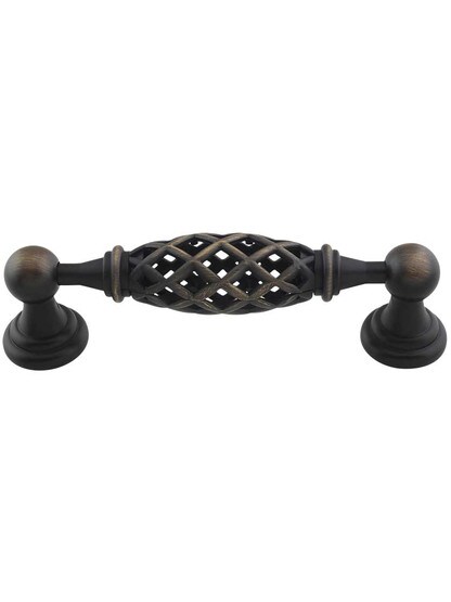 Tuscany Cabinet Pull - 3 3/4 inch Center-to-Center in Antique Brushed Satin Brass.
